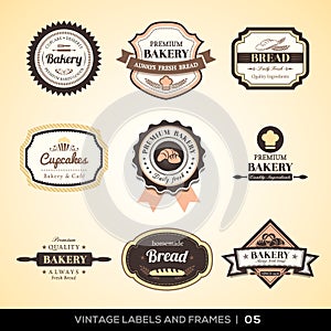 Vintage bakery logo labels and frames