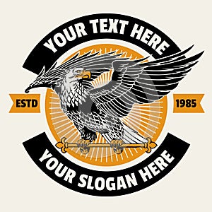 Vintage Bald Eagle Tshirt Template Design