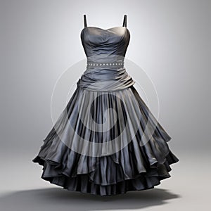 Vintage Ball Gown: Hyper Realistic 3d Model In Dark Gray