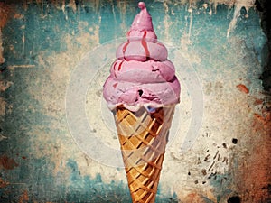 Vintage banner for ice cream