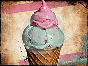 Vintage banner for ice cream