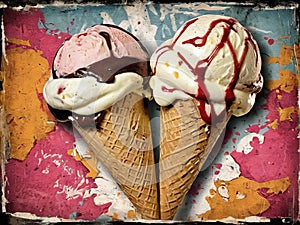 Vintage banner for ice cream