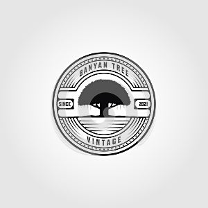 vintage banyan tree logo vintage vector illustration