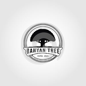 vintage banyan tree logo vintage vector illustration