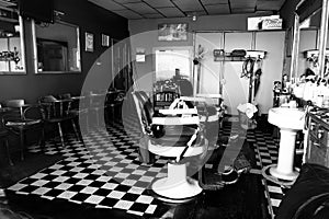 Vintage Barber Shop in Black and White