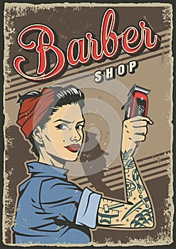 Vintage barbershop colorful poster