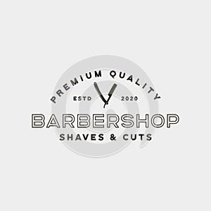 Vintage barbershop logo. retro styled hair salon emblem. vector illustration