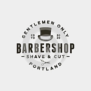 Vintage barbershop logo. retro styled hair salon emblem. vector illustration