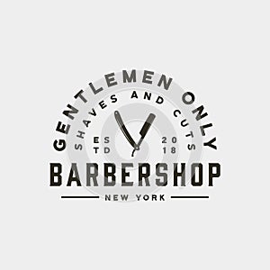 Vintage barbershop logo. retro styled hair salon emblem. vector illustration