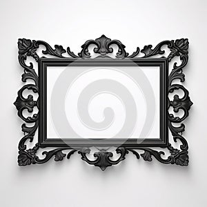 Vintage Baroque Black Frame On White Wall photo