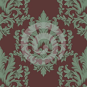 Vintage Baroque damask floral pattern acanthus Imperial style. Vector decor background. Luxury Classic ornament. Royal