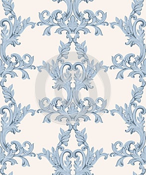 Vintage Baroque damask floral pattern acanthus Imperial style. Vector decor background. Luxury Classic ornament. Royal