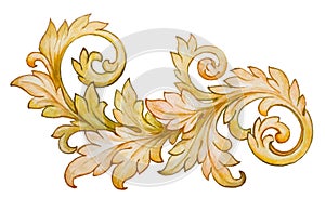 Vintage baroque floral golden ornament vector