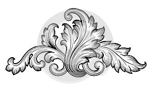 Vintage baroque floral scroll ornament vector