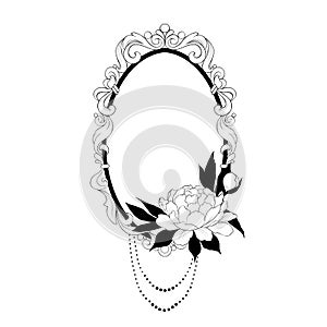 Vintage baroque frame. Decorative element black and white