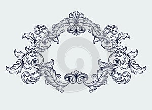 vintage Baroque frame border scroll design vector