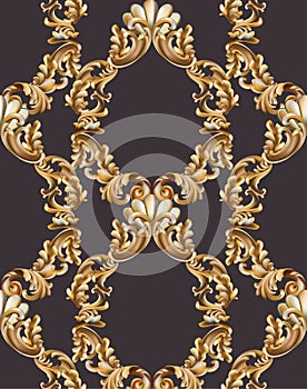 Vintage baroque frame decor. Detailed 3d realistic ornament vector illustration