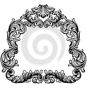 Vintage baroque frame decor. Detailed ornament vector illustration graphic line art