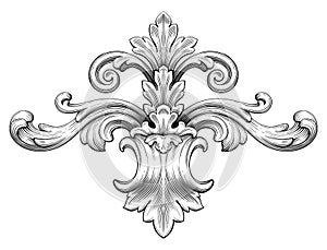 Vintage baroque frame scroll ornament vector