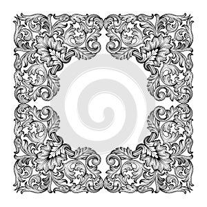 Vintage baroque frame scroll ornament vector