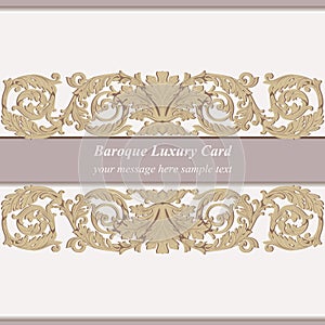 Vintage Baroque Invitation card Imperial style. Vector decor background. Luxury golden ornament. Royal Victorian floral