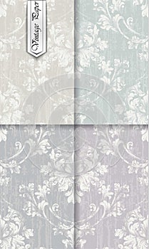 Vintage Baroque ornament set collection Vector. Royal victorian backgrounds. Trendy color fabric textures