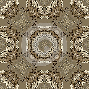 Vintage Baroque seamless pattern. Old style ornamental golden background. Abstract repeat backdrop. Arabesque Damask ornaments.