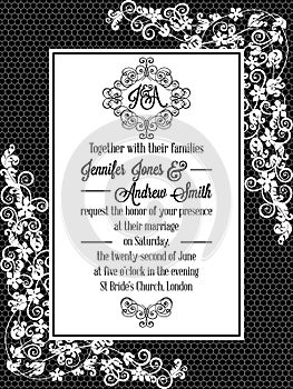 Vintage baroque style wedding invitation card