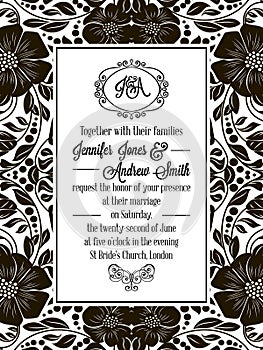 Vintage baroque style wedding invitation card