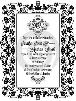 Vintage baroque style wedding invitation card