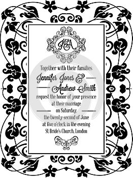 Vintage baroque style wedding invitation card