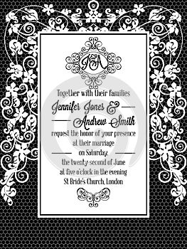 Vintage baroque style wedding invitation card