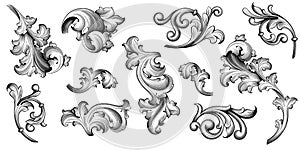 Vintage Baroque Victorian frame border floral ornament  scroll engraved retro pattern tattoo calligraphic vector heraldic