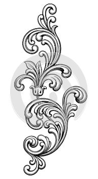 Vintage Baroque Victorian frame border monogram floral ornament scroll engraved retro pattern tattoo calligraphic