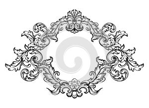 Vintage Baroque Victorian frame border monogram floral ornament scroll engraved retro pattern tattoo calligraphic photo