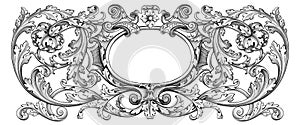 Vintage Baroque Victorian frame border monogram floral ornament  scroll engraved retro pattern tattoo calligraphic vector heraldic