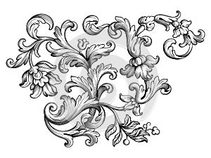 Vintage Baroque Victorian frame border monogram floral ornament  scroll engraved retro pattern tattoo calligraphic vector heraldic