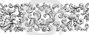 Vintage Baroque Victorian frame border monogram floral ornament  scroll engraved retro pattern tattoo calligraphic vector heraldic