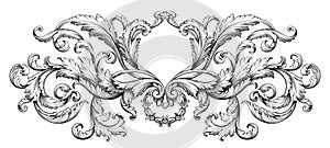 Vintage Baroque Victorian frame border monogram floral ornament  scroll engraved retro pattern tattoo calligraphic vector heraldic