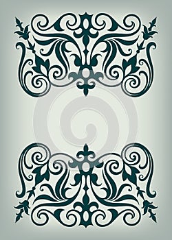 Vintage Baroque Victorian frame border monogram floral ornament scroll engraved retro pattern tattoo calligraphic vector heraldic