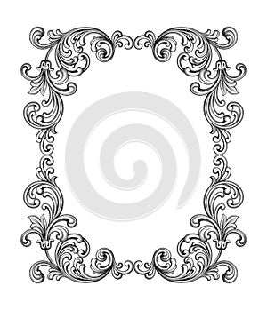 Vintage Baroque Victorian frame border monogram floral ornament scroll engraved retro pattern tattoo calligraphic vector heraldic photo