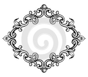 Vintage Baroque Victorian frame border monogram floral ornament scroll engraved retro pattern tattoo calligraphic vector heraldic