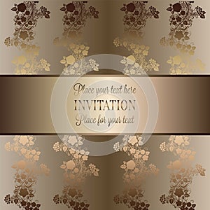 Vintage baroque Wedding Invitation template with butterfly background. Traditional decoration for wedding. Vector illustration in