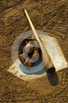 Vintage baseball on base