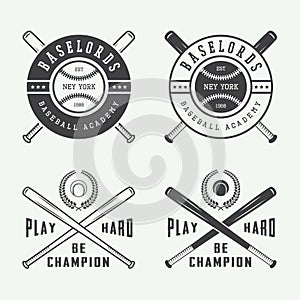 Vintage baseball logos, emblems, badges and design elements.