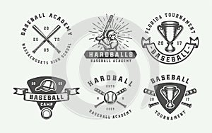 Vintage baseball sport logos, emblems, badges, marks, labels.