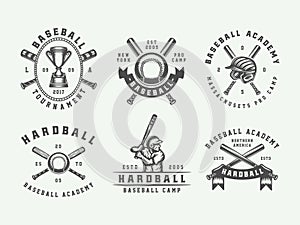 Vintage baseball sport logos, emblems, badges, marks, labels.
