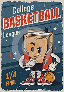 Vintage basketball college league colorful poster