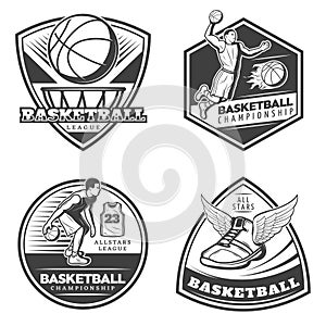 Vintage Basketball Emblems Set