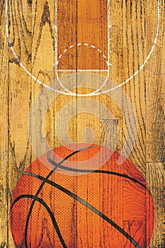 Vintage Basketball Hardwood Floor Background